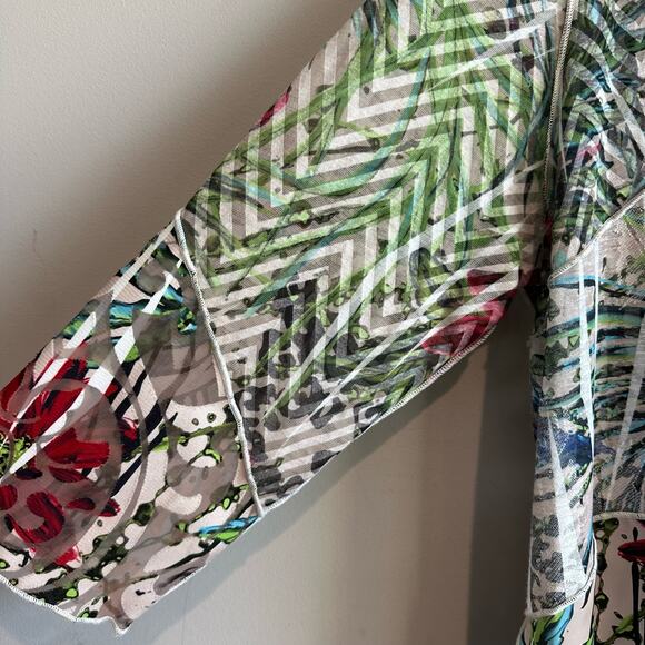 Ali Miles Sheer Open Front Boho 3/4 sleeve topper lightweight cardigan L - Picture 2 of 10